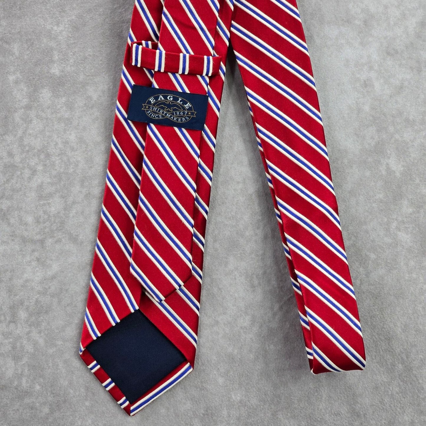 Eagle Red Blue White Stripe Repp Executive Christmas 100% Silk Men's Neck Tie