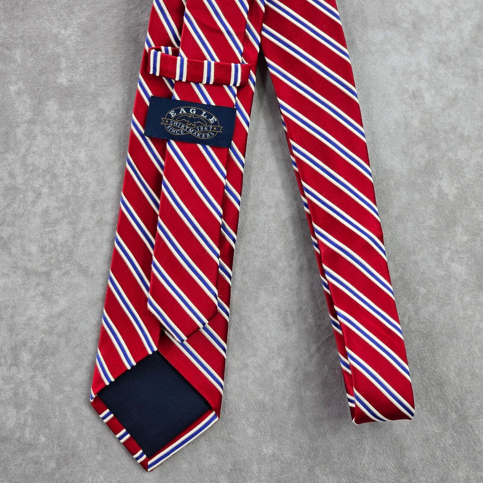Eagle Red Blue White Stripe Repp Executive Christmas 100% Silk Men's Neck Tie