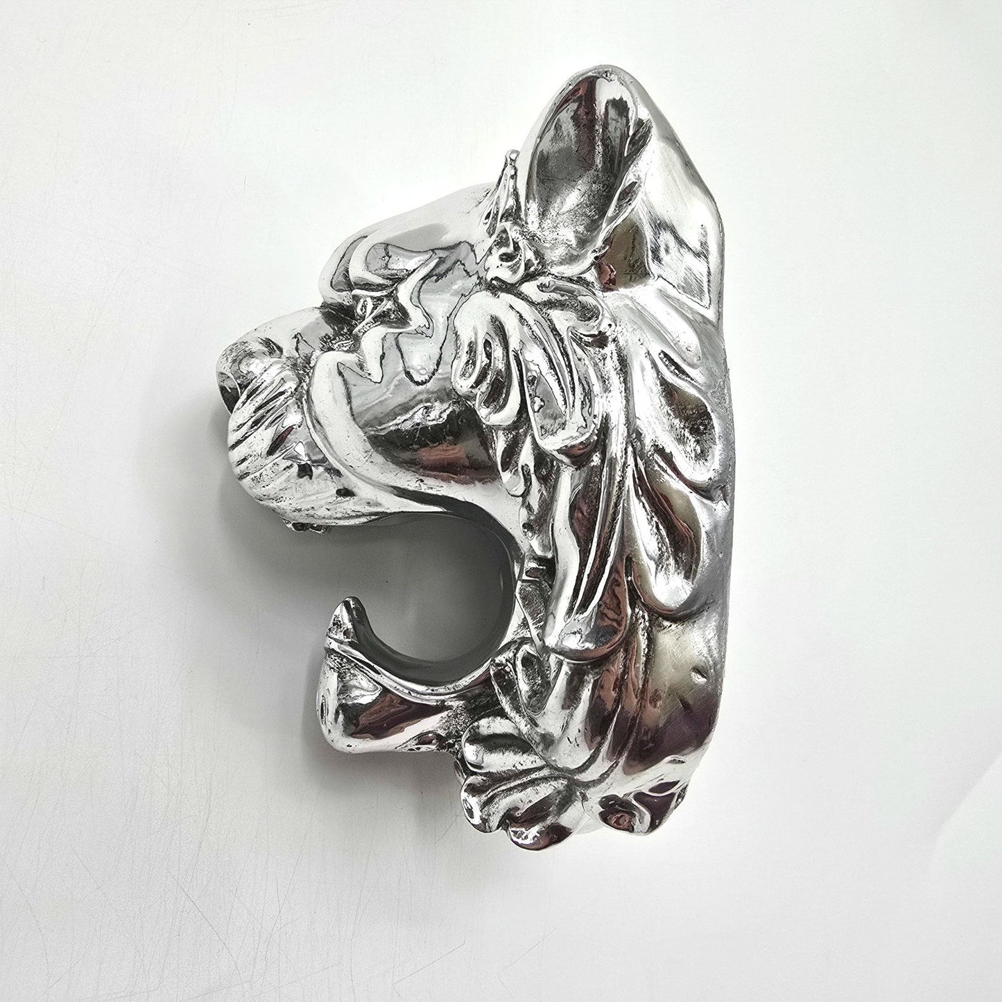 Silver Metallic Lion Head Wall Art Aluminum Mount Plaque Hanging Home Decor