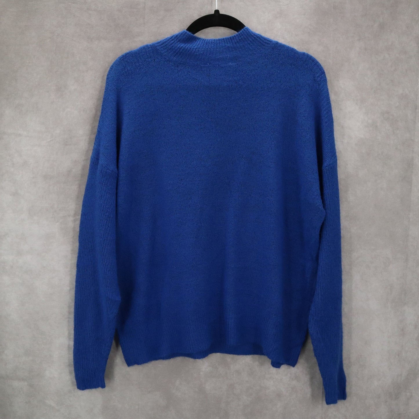 Time and Tru Blue Embroidered Initials Pullover Funnel Mock Neck Sweater Small