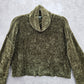Charlotte Ruse Green Turtleneck Crop Chenille Flare Sleeve Y2K VTG Sweater Small