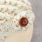 White Multi Cable Knit Flower Button Y2K Vintage Beanie Cap Hat