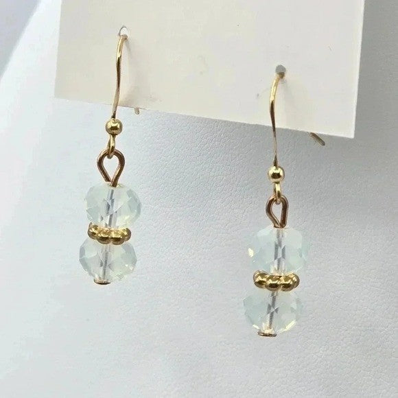 Gold Bead Clear White Dangle Hook Boho Retro Earrings Fashion Jewelry E42