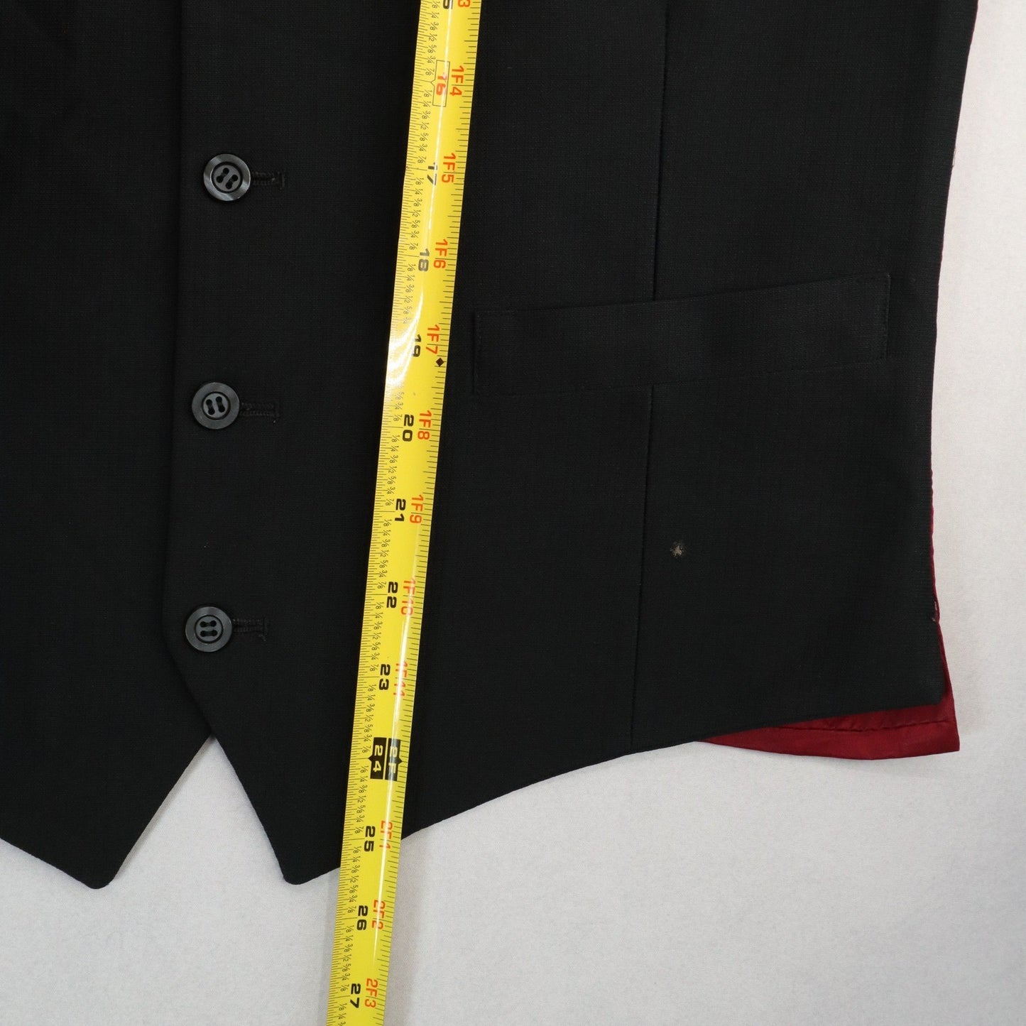 Black 5 Button Red Point 4 Welt Pocket Waistcoat Formal Tuxedo Suit Vest S 38R