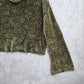 Charlotte Ruse Green Turtleneck Crop Chenille Flare Sleeve Y2K VTG Sweater Small