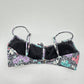 Time and Tru Black Floral Padded Adjustable Strap Bikini Top Swimwear Swimsuit