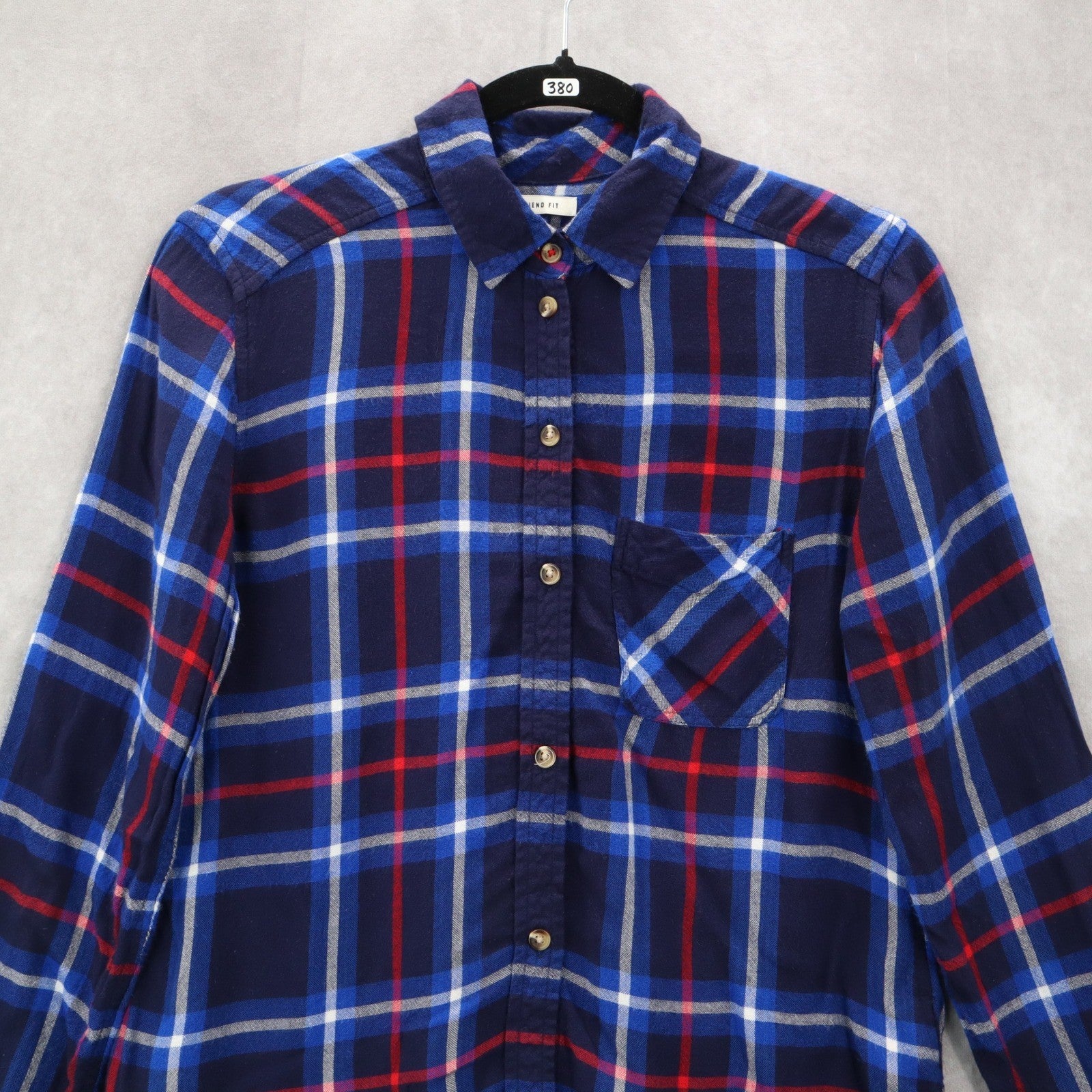 American Eagle Outfitters Boyfriend Fit Blue Flannel Plaid Lumberjack Rugged XS