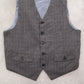 Sovereign Codes Gray Checker 5 Button Point Pocket Waistcoat Formal Suit Vest XL