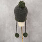 Gray Crochet Cable Knit Pom Pom Bucket Y2K Vintage Beanie Cap Hat