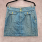 Juicy Couture Ex Cardiff High Waist Y2K VTG Denim Skirt Crest Button 28 Medium