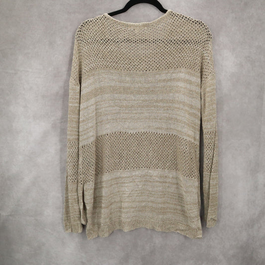 Jack By BB Dakota Tan Linen Cotton Pullover Knit Preppy Sweater Small