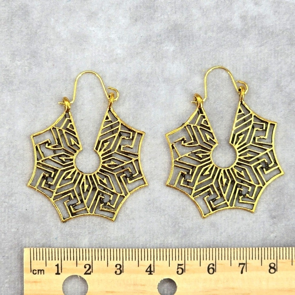 Gold Leaf Floral Star Web Hook Boho Retro Dangle Earrings Fashion Jewelry JB2-7