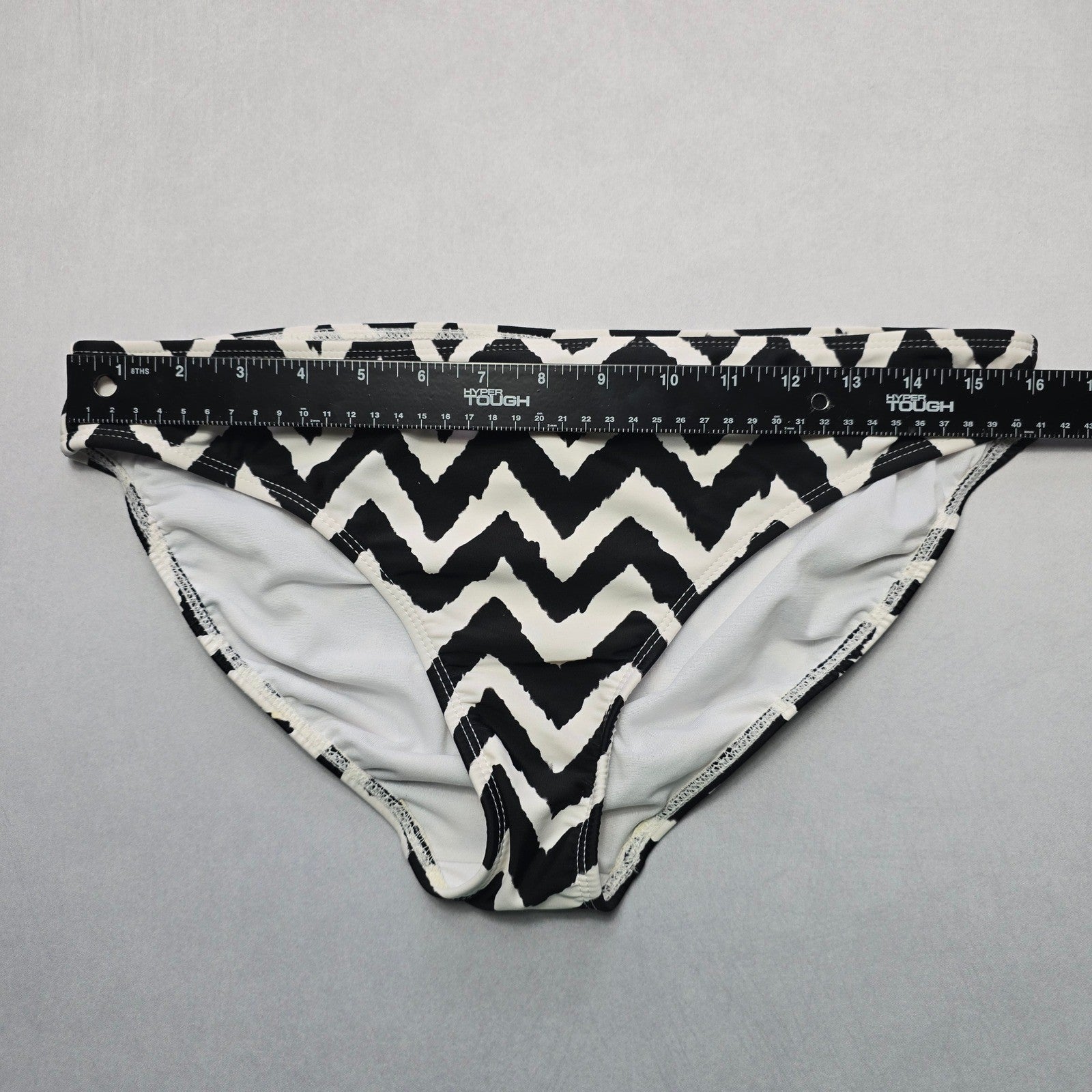 Catalina Black White Chevron Swim Beach Cheeky Flirty Bikini Bottom L Large