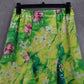 Maggie Sweet Yellow Green Floral Flare Flirty Pull On Vintage Skirt S Small