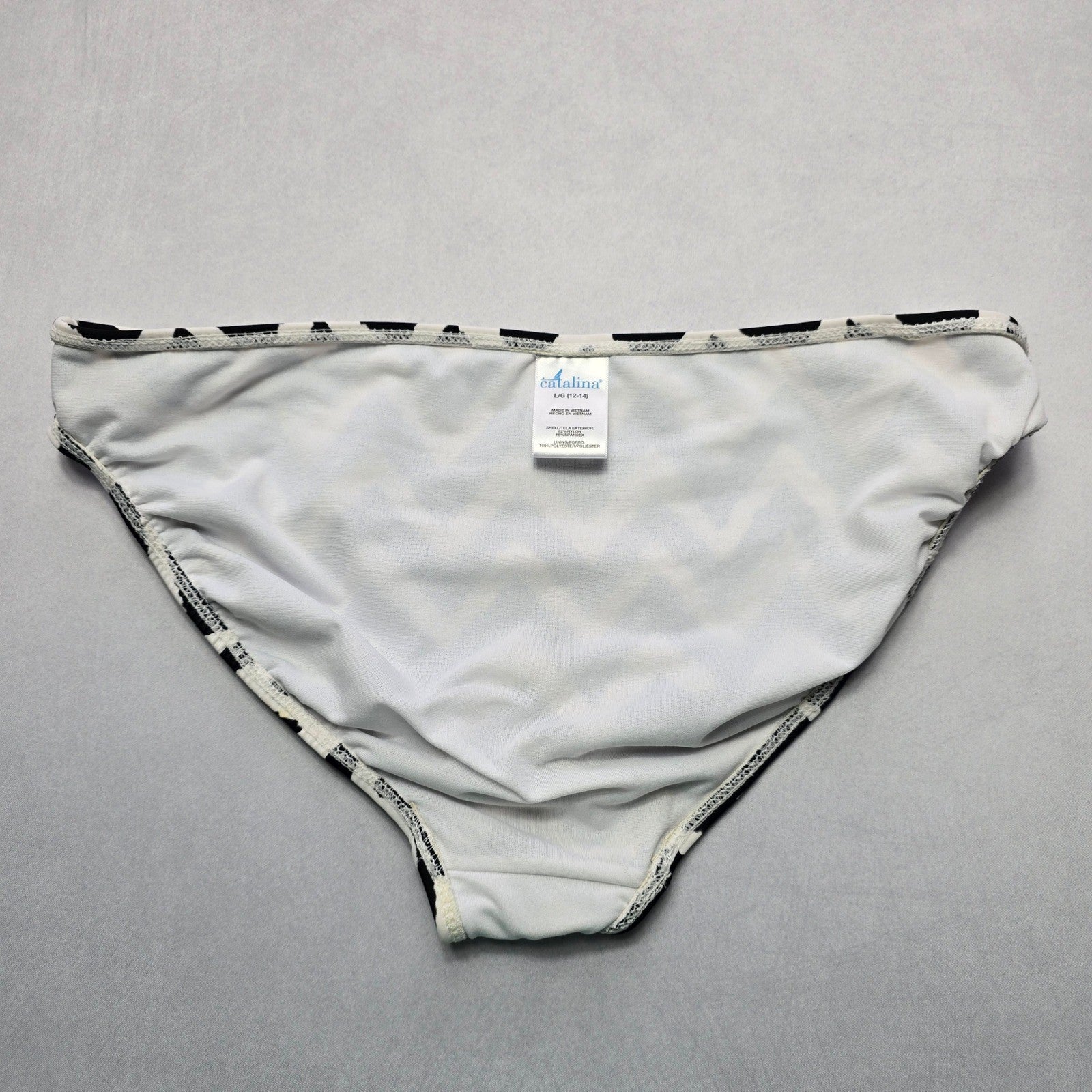 Catalina Black White Chevron Swim Beach Cheeky Flirty Bikini Bottom L Large