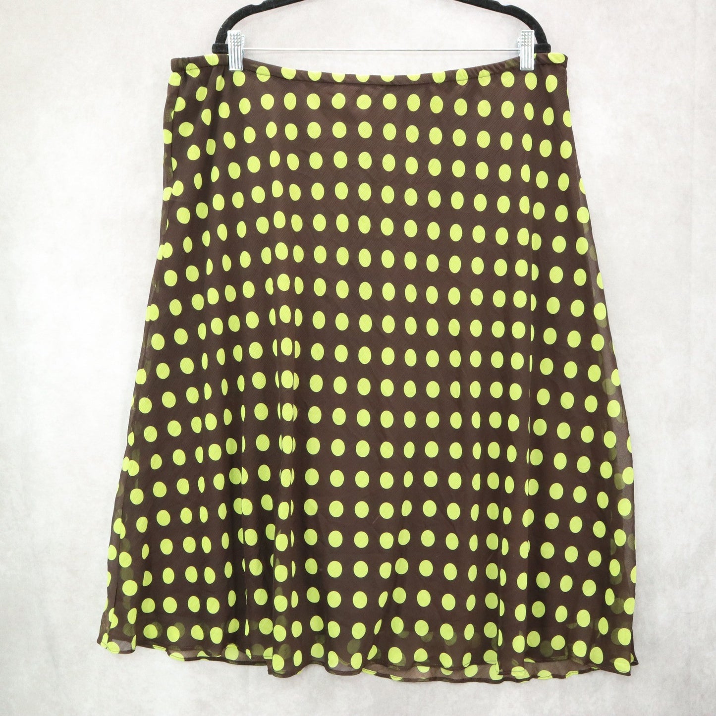 Dressbarn Brown Polka Dot Flare Retro Preppy Business Casual Skirt Plus 20W