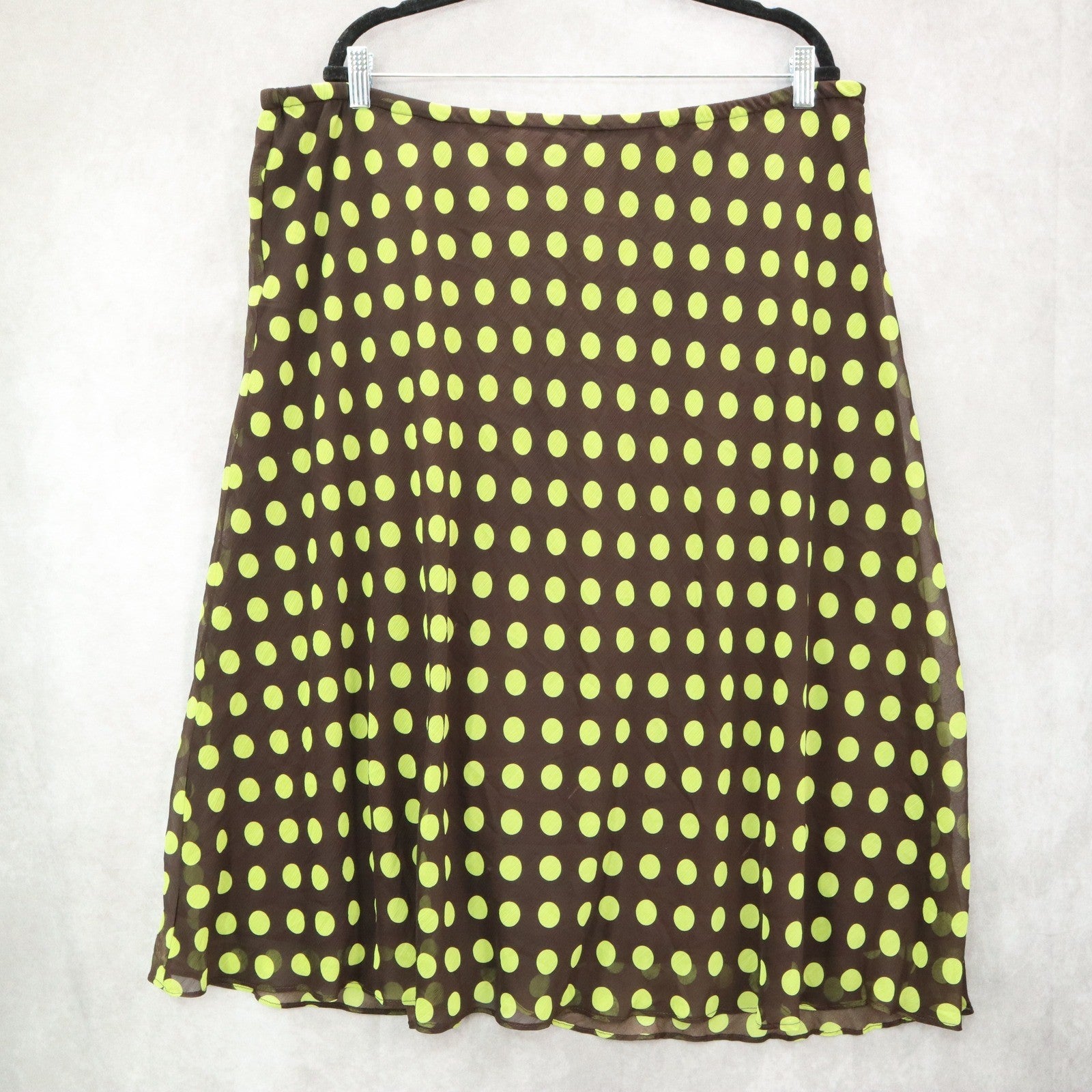 Dressbarn Brown Polka Dot Flare Retro Preppy Business Casual Skirt Plus 20W
