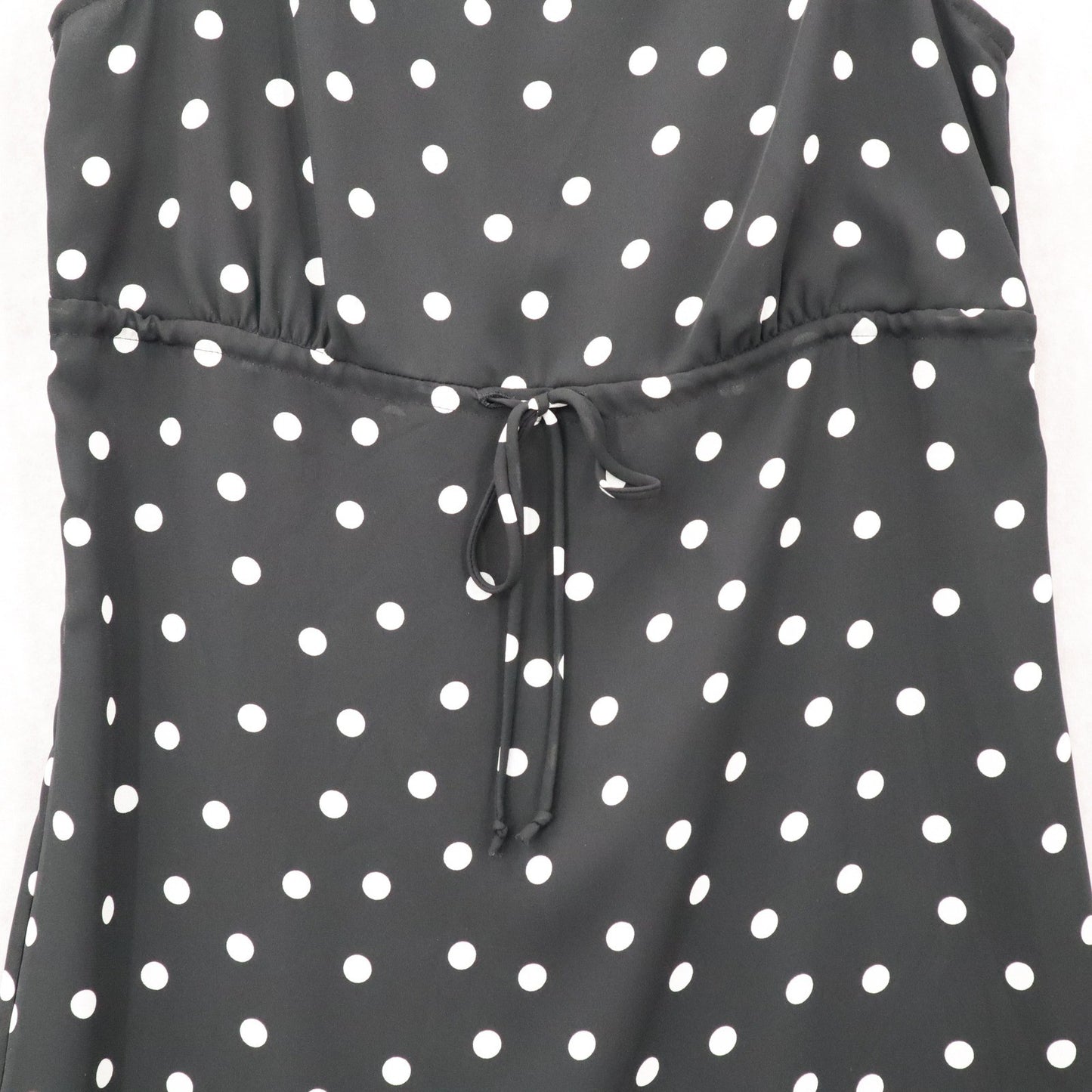 Apostrophe Black Polka Dot Sleeveless Dress Knee Length Retro Tie Chic Large 12