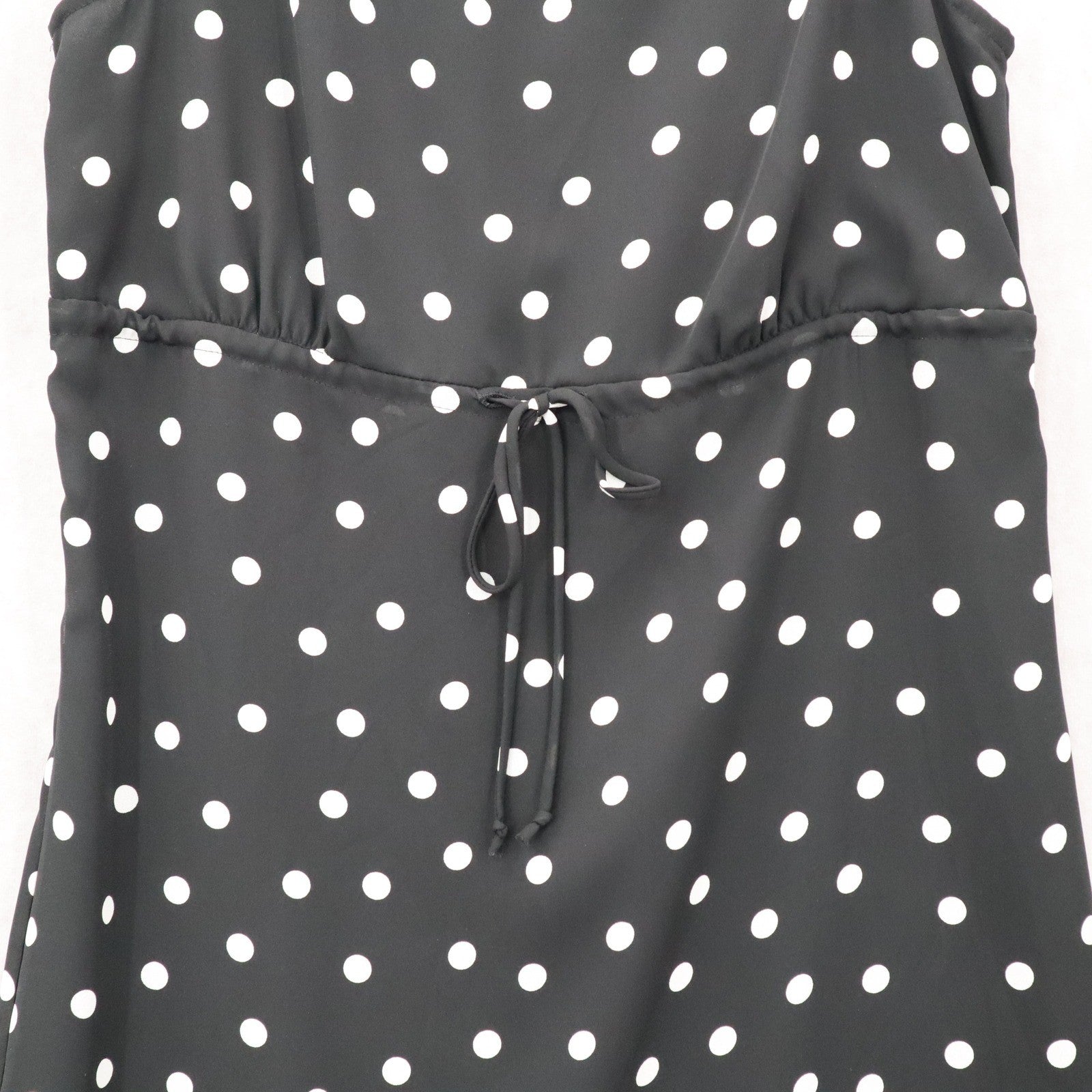 Apostrophe Black Polka Dot Sleeveless Dress Knee Length Retro Tie Chic Large 12