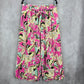 New Look Pink Floral Elastic Crop Belt Beach Boho Wide Leg Pants Trousers XL