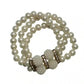 White Bead Pearl Gold Stretch Elastic Bracelet Fashion Jewelry