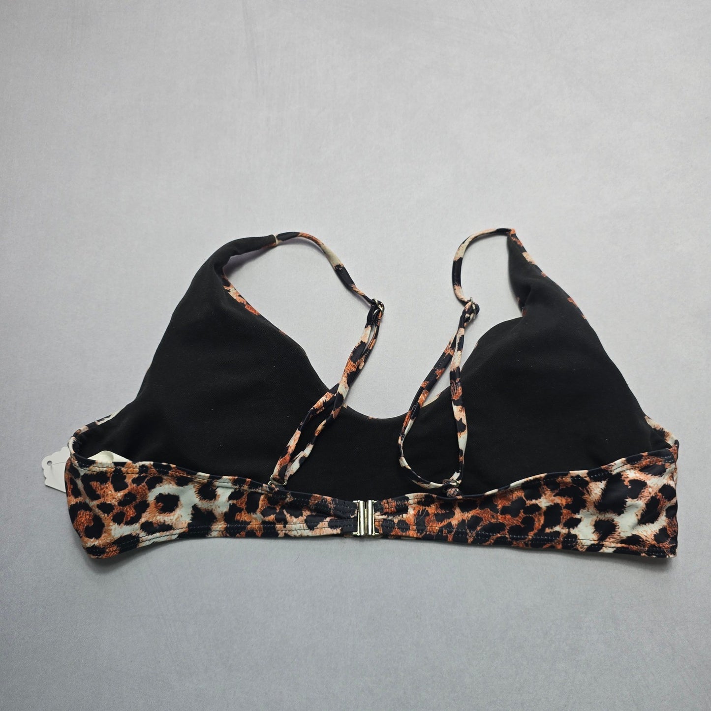 Brown Animal Print Swim Sports Boho Fun Bra Beach Bralette Bikini Top L Large