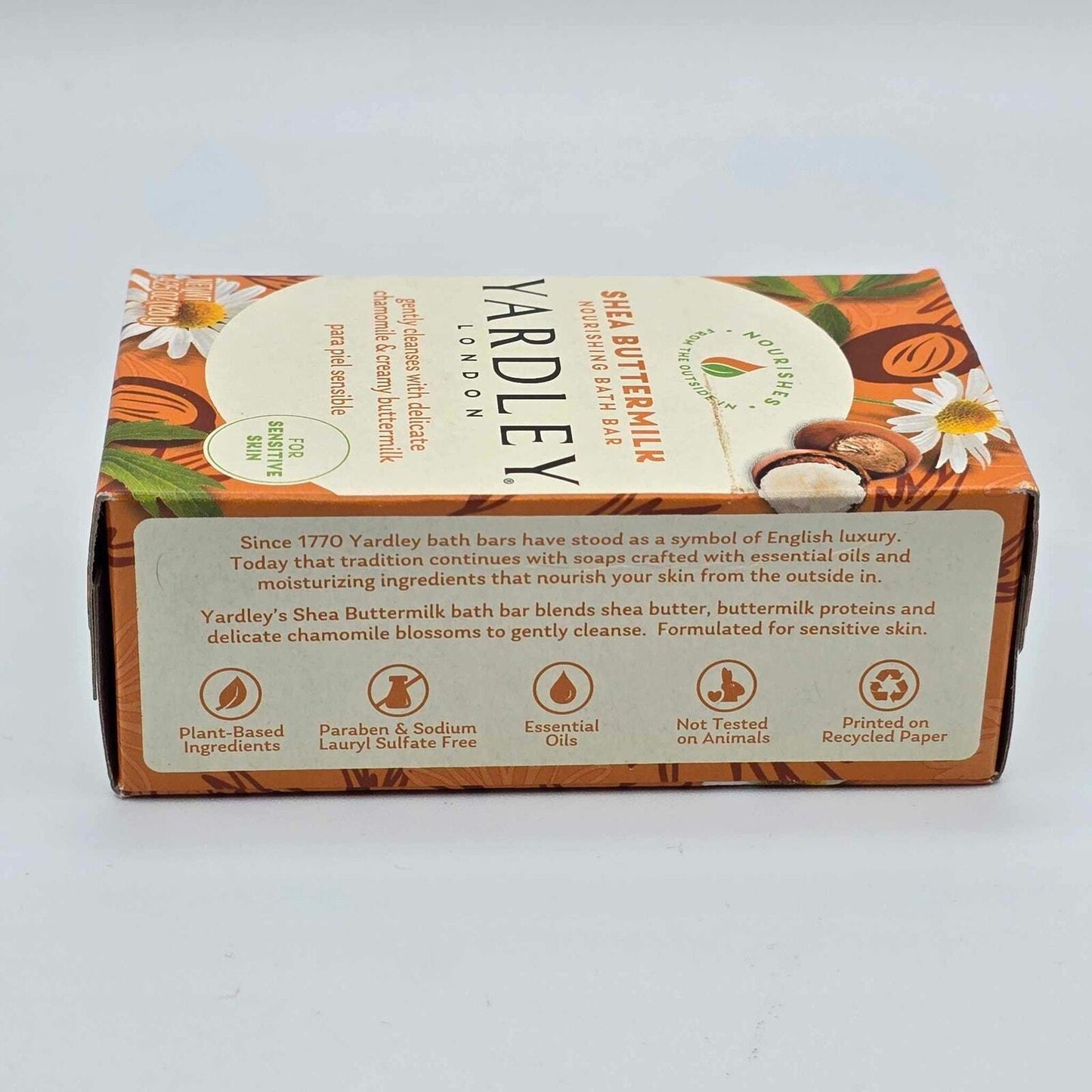 Yardley London Sensitive Skin Moisturizing Bath Bar Shea Buttermilk, 4.25 Oz