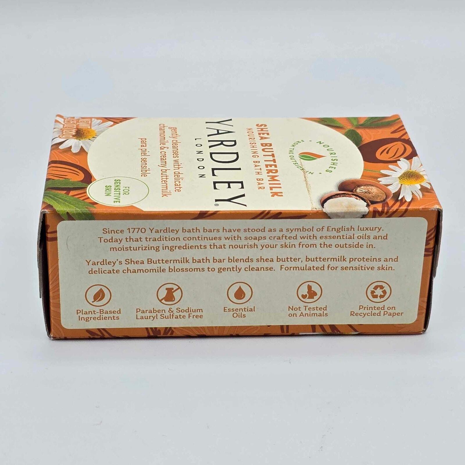 Yardley London Sensitive Skin Moisturizing Bath Bar Shea Buttermilk, 4.25 Oz