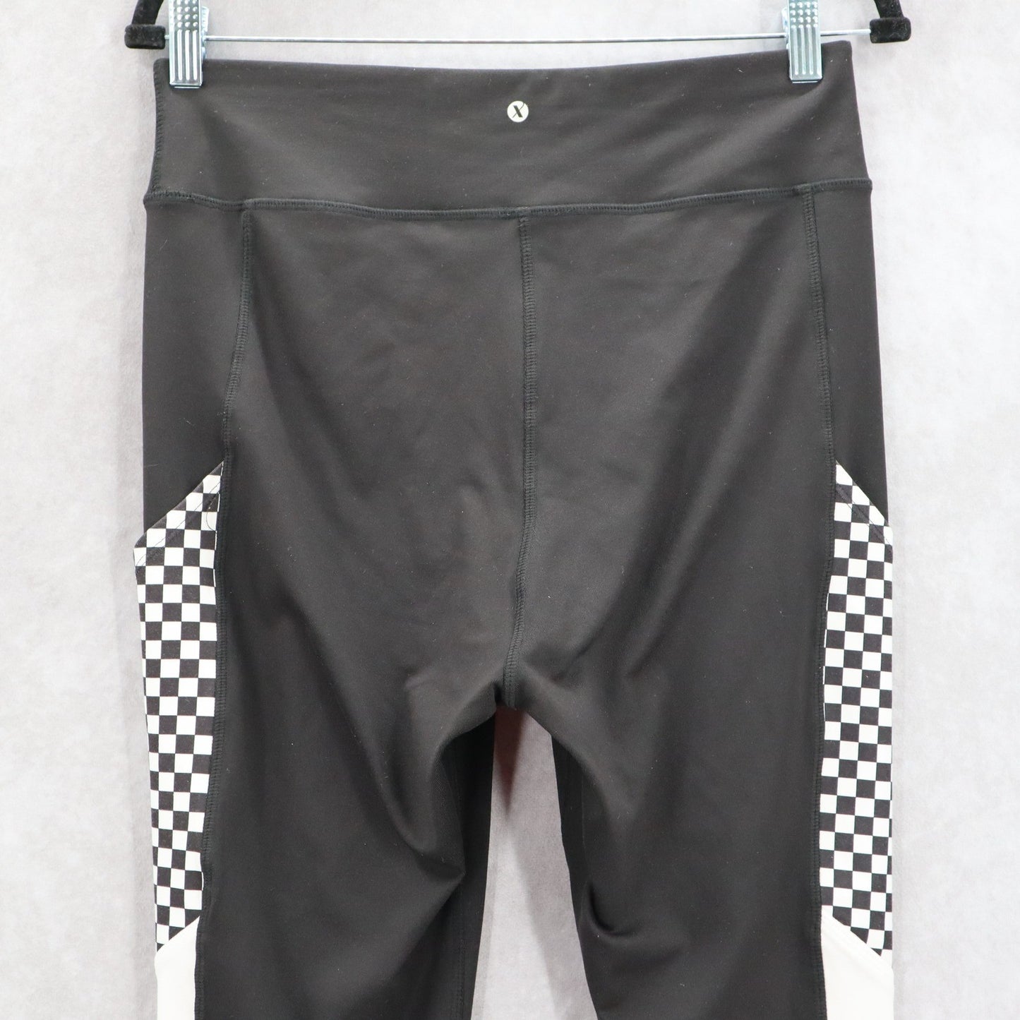 Xersion Black Checker Ankle Active Athletic Stretch Leggings Pants L Large