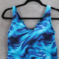 Lands End Blue Marble Swirl Tie Dye Ties Sleeveless Swim Beach Tankini Top 2P