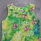 Maggie Sweet Yellow Green Floral Preppy Flirty Sleeveless Blouse Top S Small
