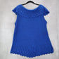 Fiorlini International Blue Sleeveless Knit Top Scallop Hem Lace Vintage 22/24