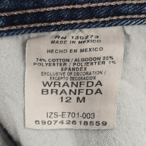 Wrangler Blue Straight Western Womens Classic Regular Denim Pants Jeans 12M