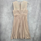Calvin Klein Gold Flare Rhinestone Sleeveless Knee Length Mesh Dress 8 Medium