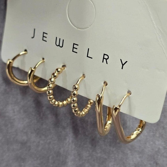 Gold Small Hoops Ring Dangle Earrings Fashion Jewelry