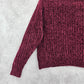 Arizona Red Chenille Ribbed Sleeve Y2K VTG Academia Crop Cozy Sweater Medium
