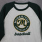 Sport Tek White Green Mineritos Baseball Tee Tshirt Raglan Top L Large
