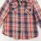 I Love H81 Blue Flannel Plaid Button Up Cotton Patch Western Patch Cowgirl Large