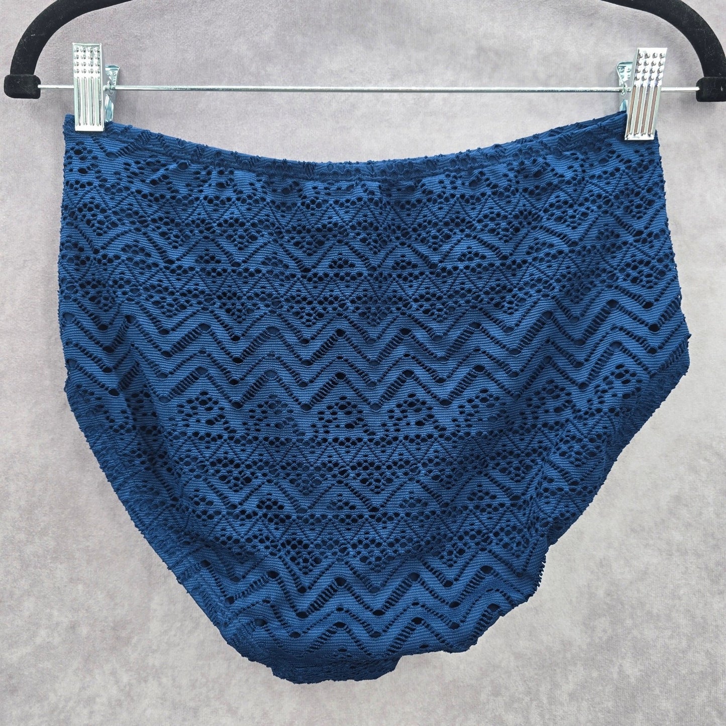 Catalina Blue Floral Cutout Chevron Bikini Bottoms Swimwear Medium