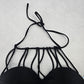 Rue21 Black Strap Padded Halter Swim Sports Bra Beach Bikini Top M Medium