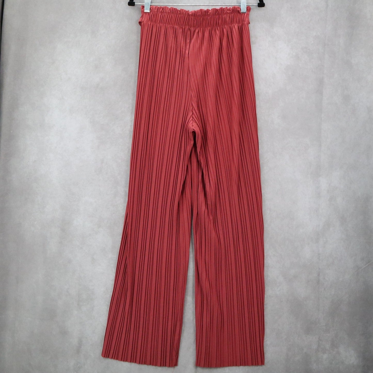 Pink Stripe Belted Wide Leg Boho Pull On Straight Leg Trousers Pant S Small