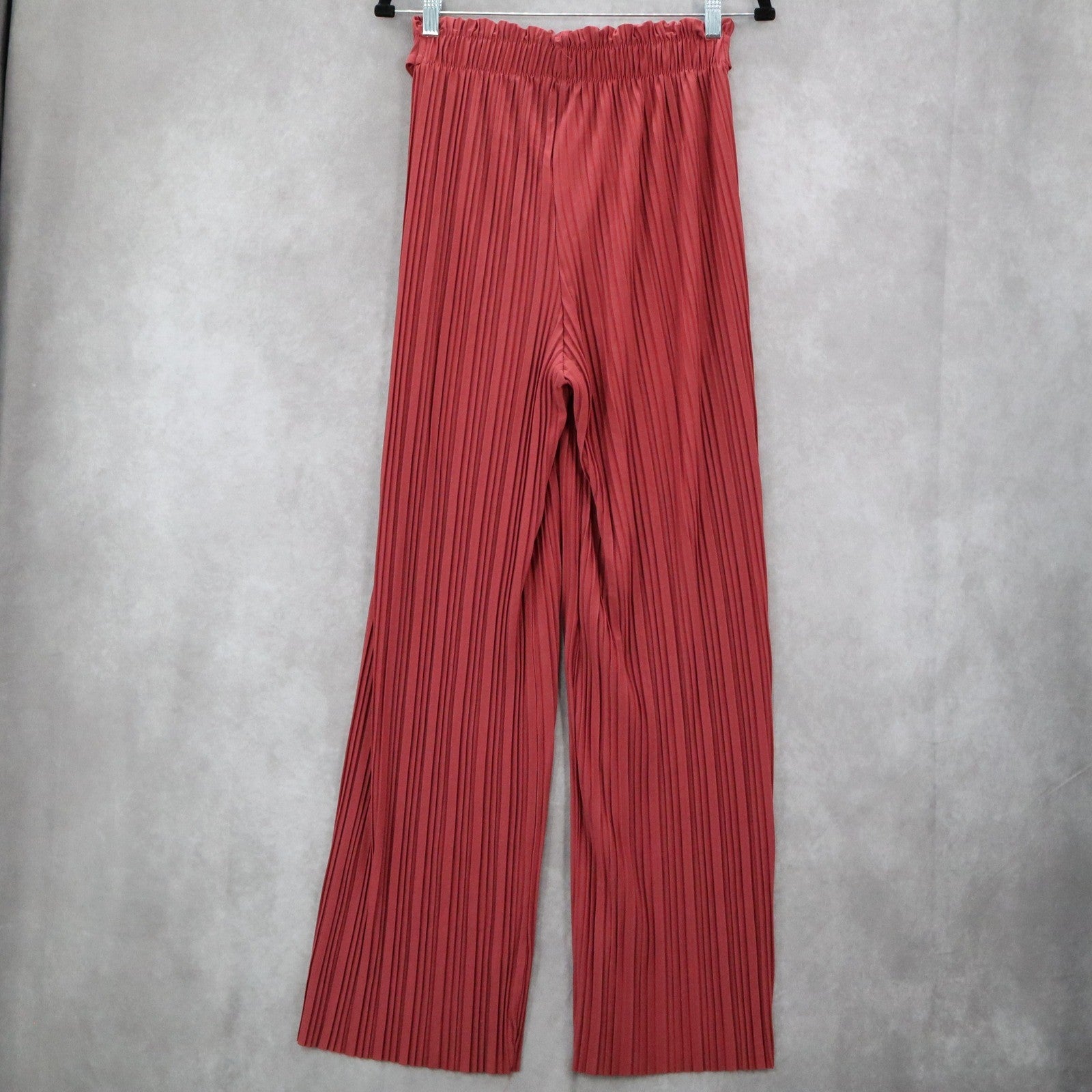 Pink Stripe Belted Wide Leg Boho Pull On Straight Leg Trousers Pant S Small