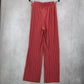 Pink Stripe Belted Wide Leg Boho Pull On Straight Leg Trousers Pant S Small