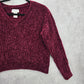Arizona Red Chenille Ribbed Sleeve Y2K VTG Academia Crop Cozy Sweater Medium