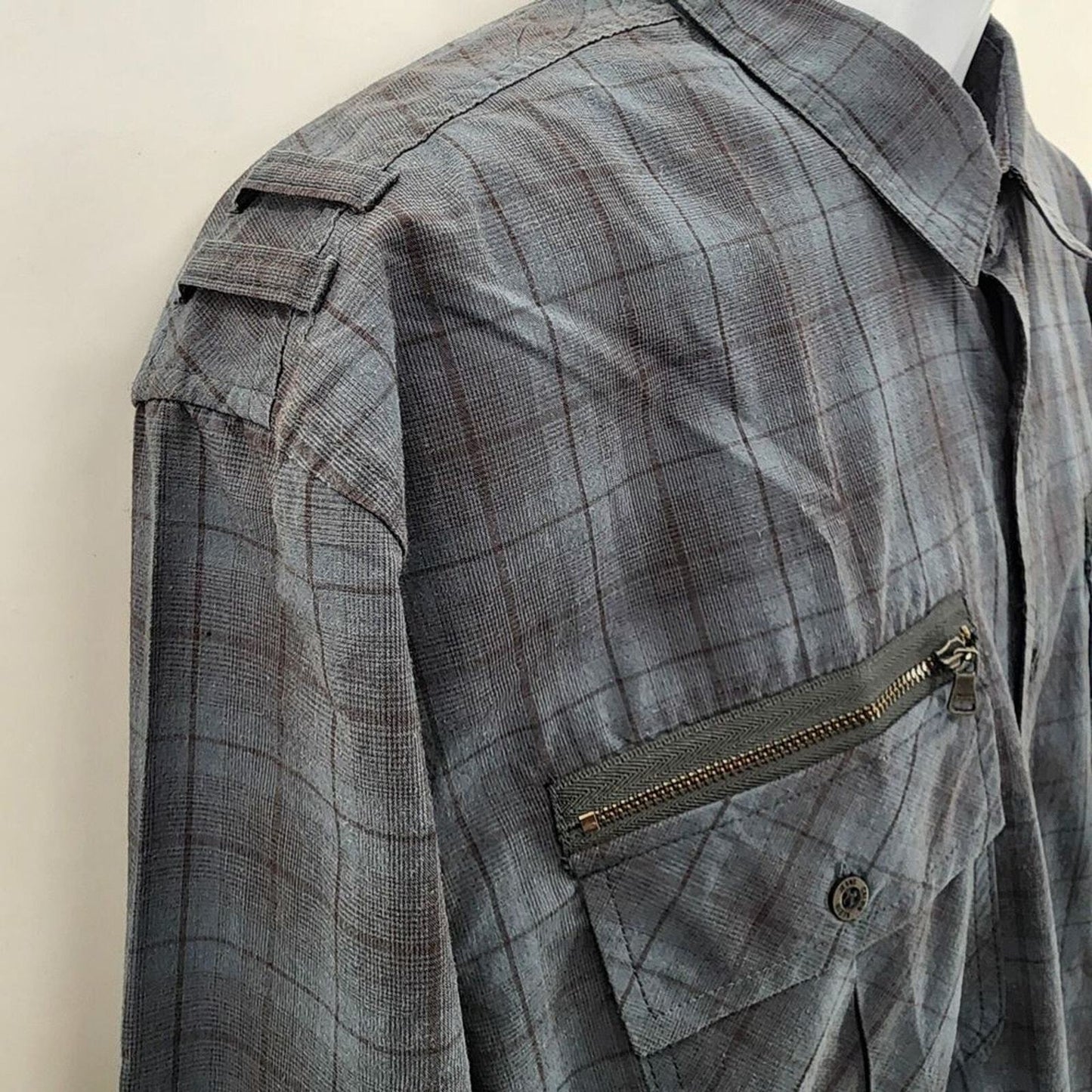 Calvin Klein One Jeans Blue Plaid Button Up Long Sleeve Dress Shirt Extra Large