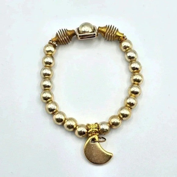 Gold Moon Bead Elastic Stretch Boho Retro Fashion Jewelry Bracelet B02