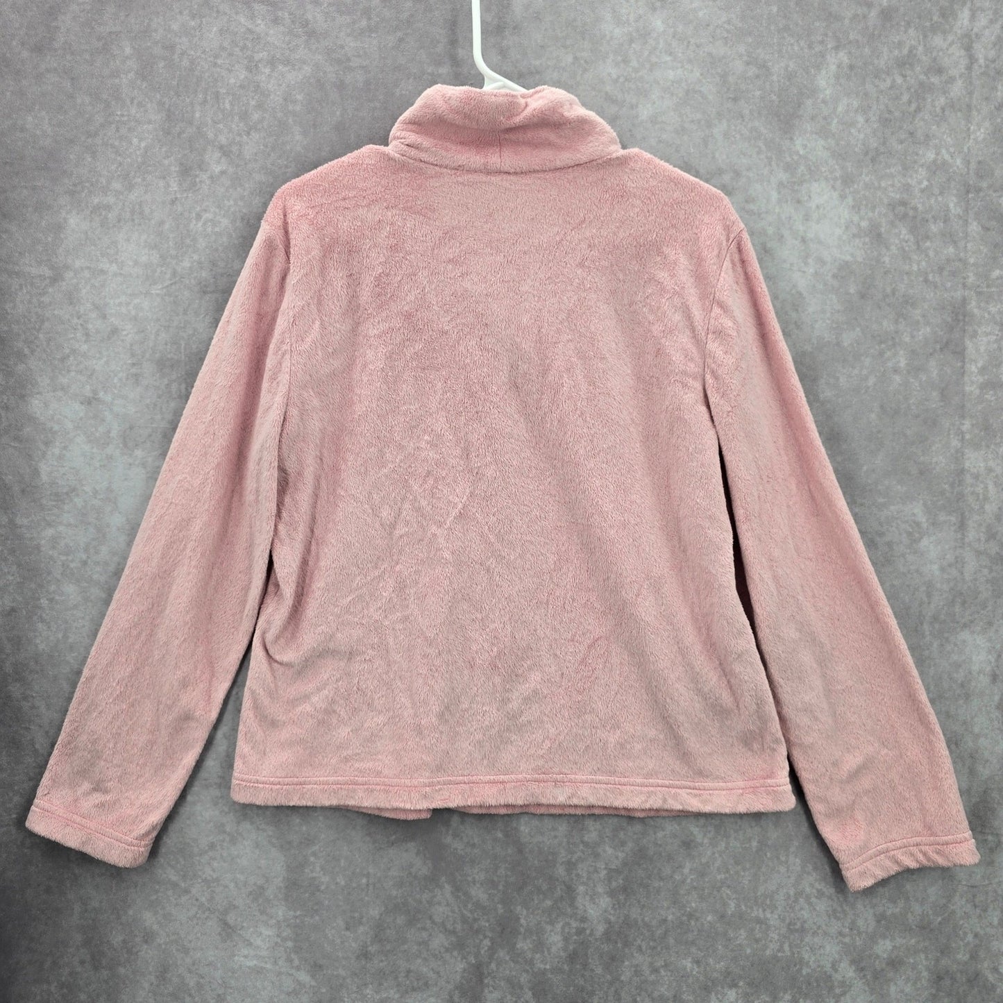 New Directions Pink Fleece Sweater Pullover Soft Comfy Cardigan L Large