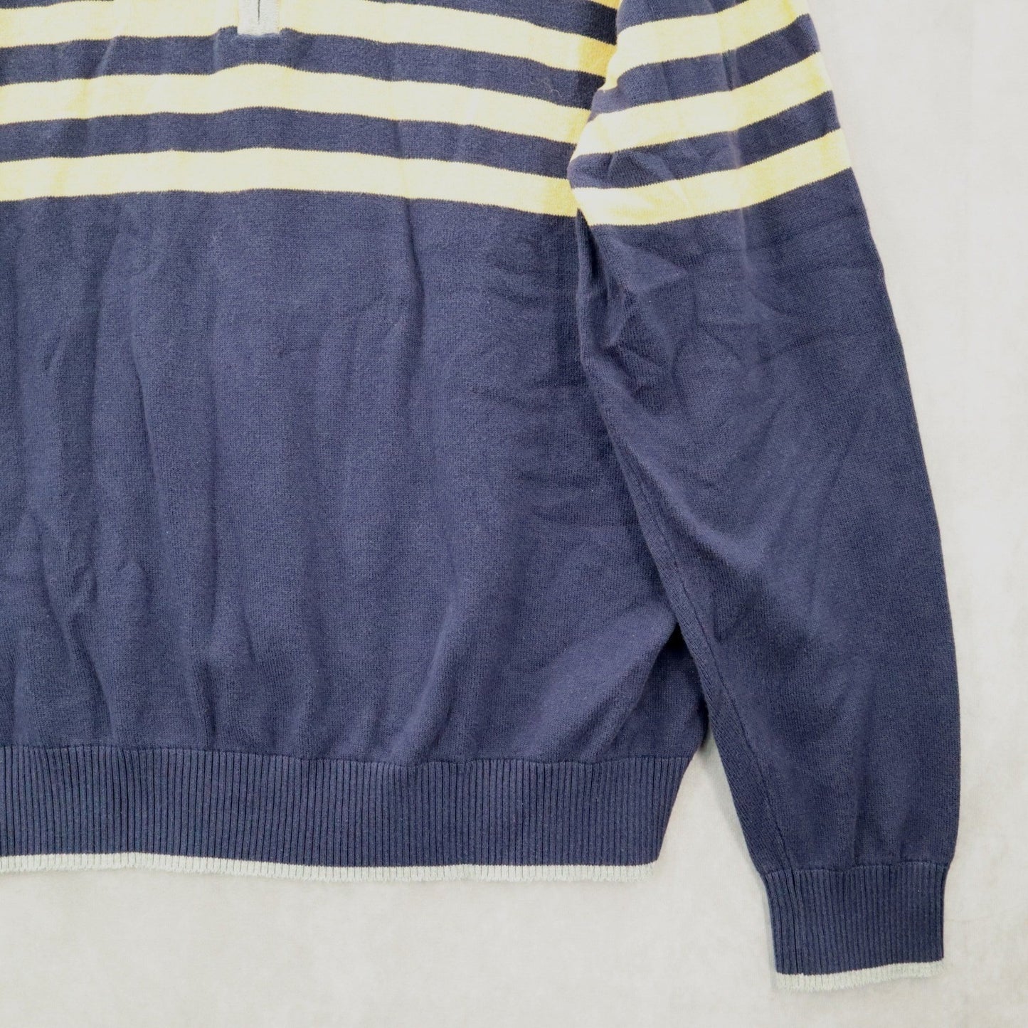Izod Blue Pull Over Half Zip Long Sleeve Stripe Mock Neck Sweater XL Extra Large