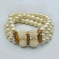 White Bead Pearl Gold Stretch Elastic Bracelet Fashion Jewelry