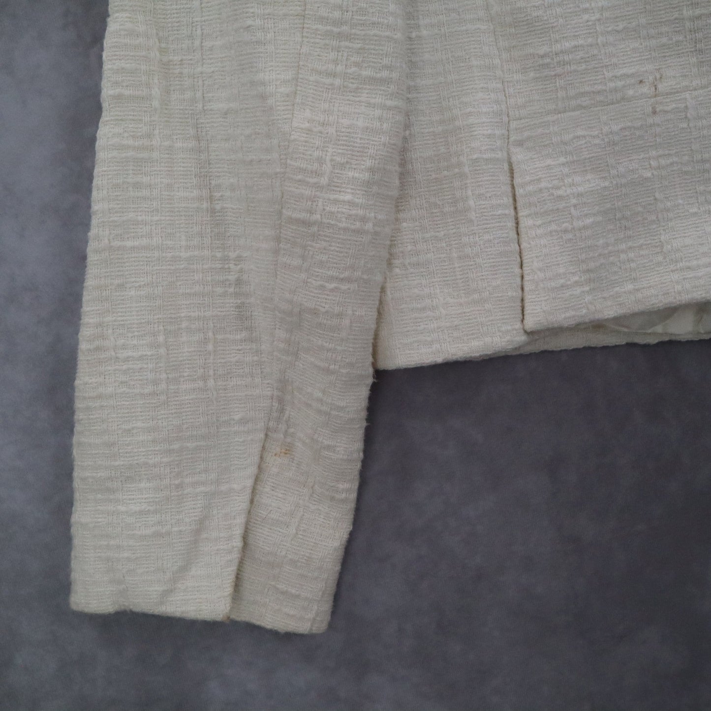 Banana Republic White Ecru Formal Clover Check Cotton Suit Coat Jacket Blazer 10